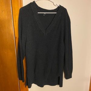 Express Long Grey Vneck Sweater